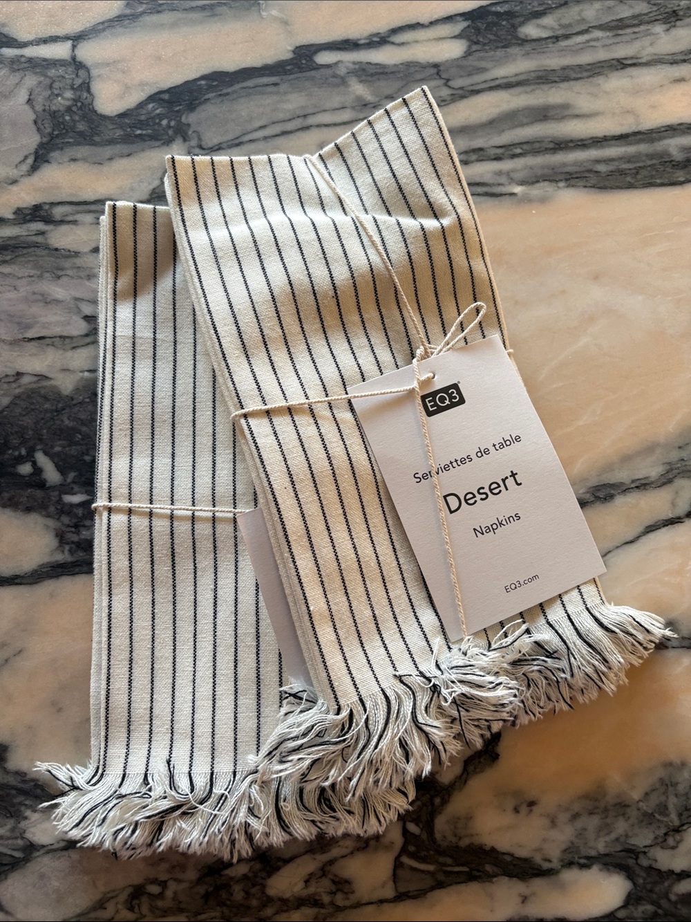 Desert Stripe Cream and Black Napkins set of 4
